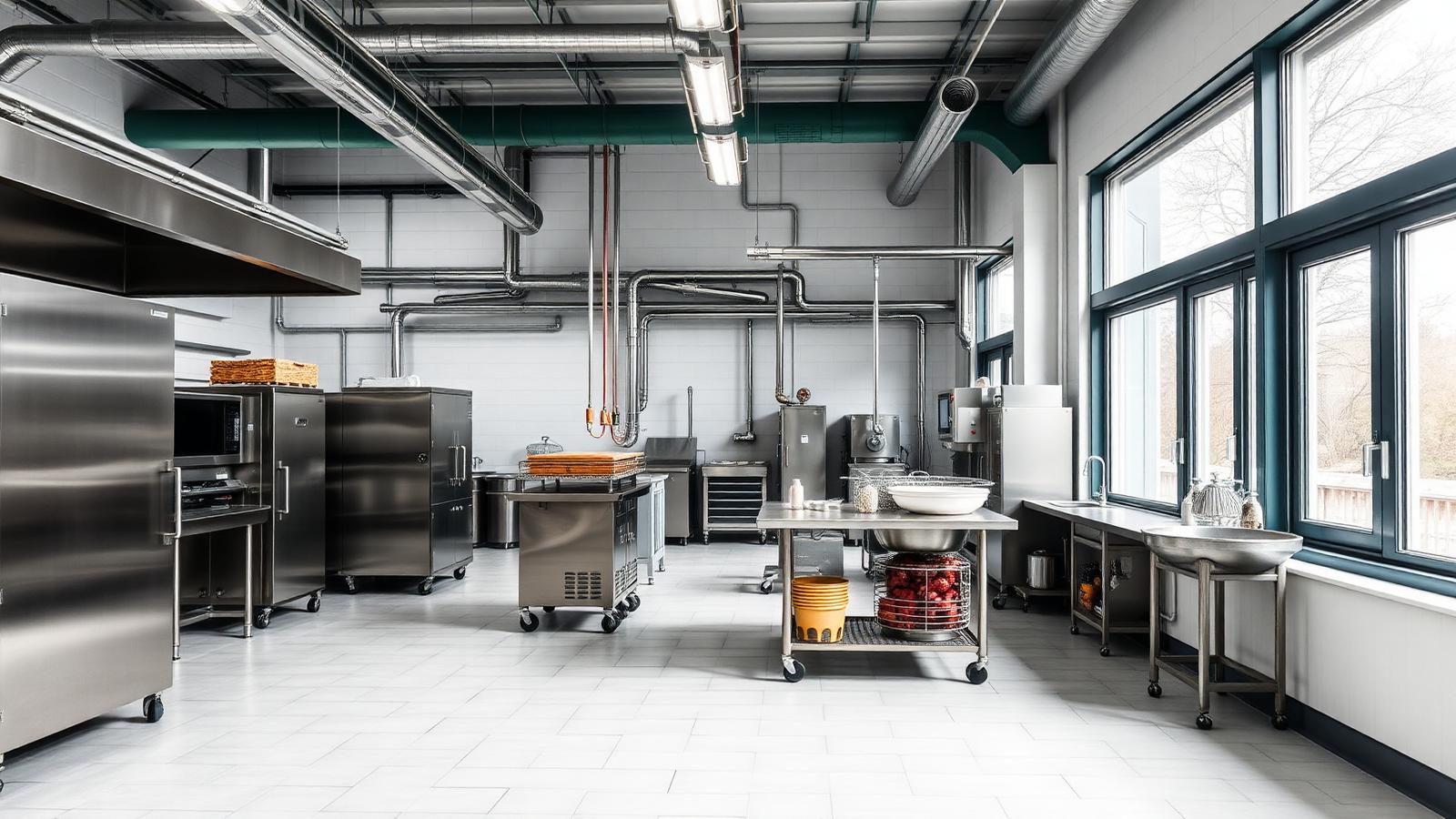 Belgische voedingsproductiefaciliteit met industriële machines